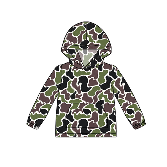 presale BT1064  Pocket brown green camouflage beige hooded long sleeve top  2024 10.18