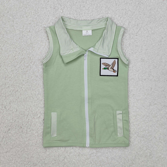 BT1071 Baby Kids Green Duck Zip Pocket Vest Tops
