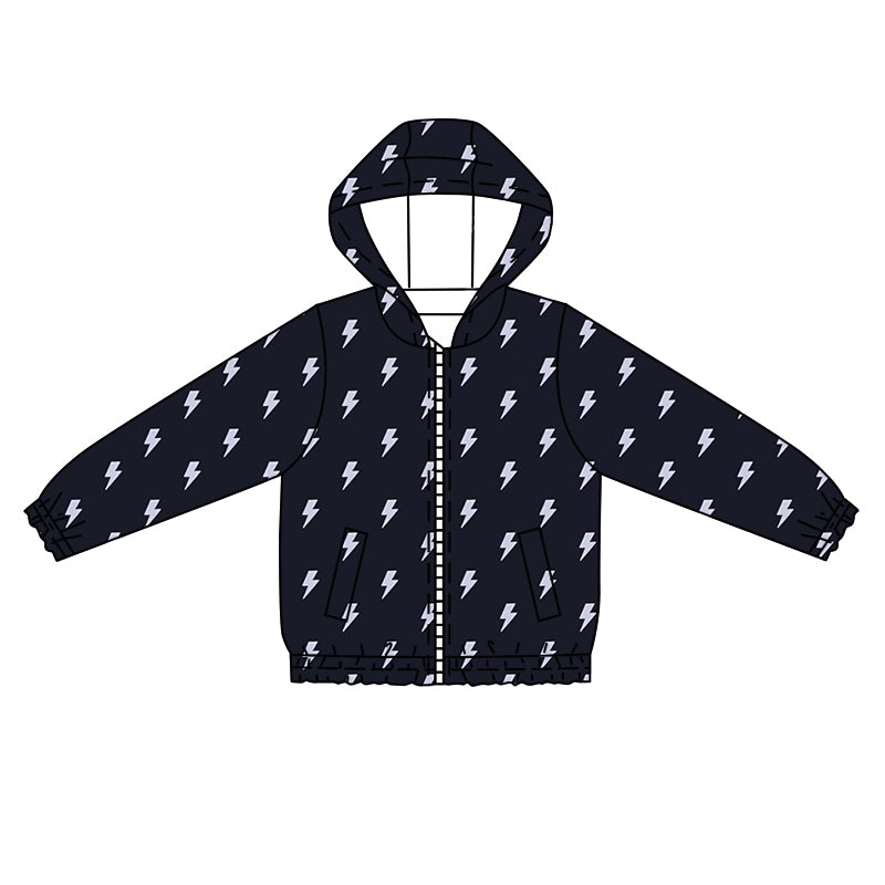 preorder BT1089 Lightning Black Zip-Up Hooded Long Sleeve Top  2024 11.5
