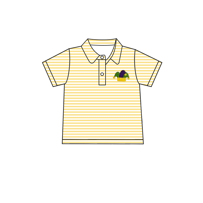 presale BT1093  Carnival Hat Yellow Striped Short Sleeve Top 2024 11.11