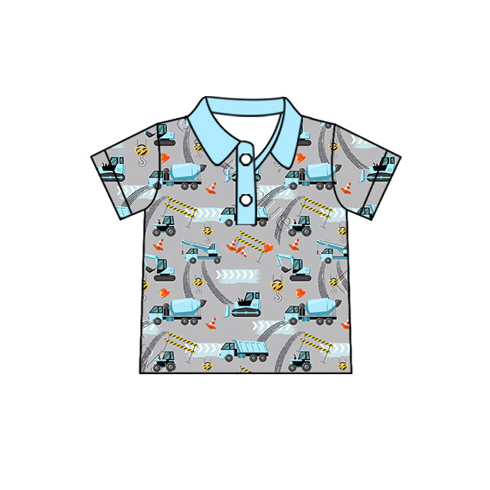 preorder BT1096  Engineering vehicle gray blue short-sleeved top  2024 11.13