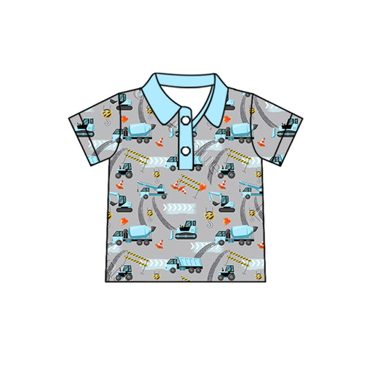 preorder BT1096  Engineering vehicle gray blue short-sleeved top  2024 11.13
