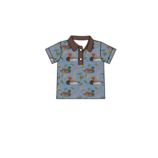 preorder BT1097 Duck Leaf Brown Blue Short Sleeve Top 2024 11.14