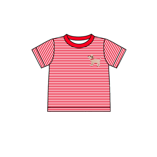 presale BT1101 Baby Boys Red Stripes Dog Tee Shirts Tops   2024 11.18