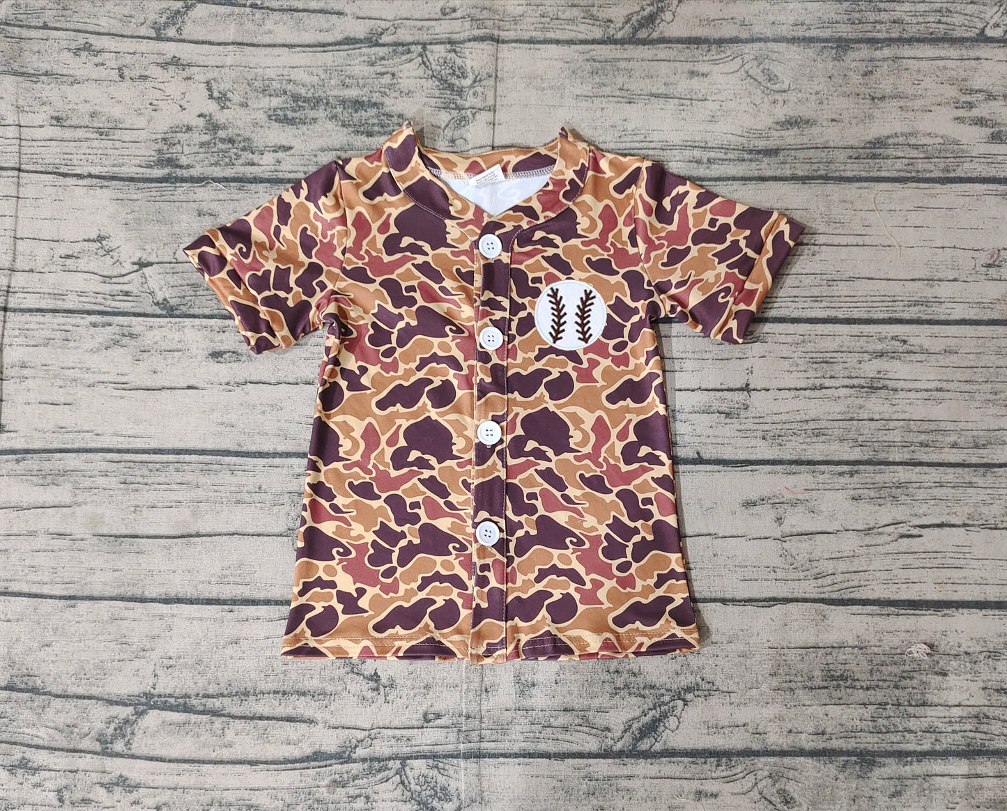 BT1102  Baby Boys Brown Camo Baseball Short Sleeve Tee Shirts Tops  D 3.21