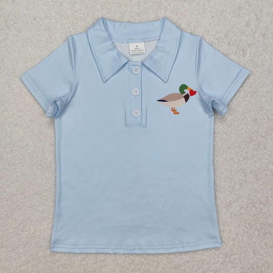 BT1106 Heart Duck Blue Button Short Sleeve Top