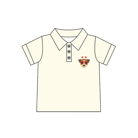 presale BT1107 Beige button-down short-sleeved top with heart-shaped glasses and puppy 2024 11.23