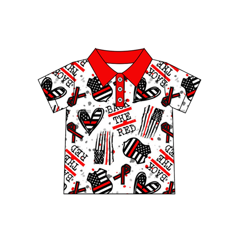 presale BT1112  Red and white heart badge short-sleeved top  2024  11.27
