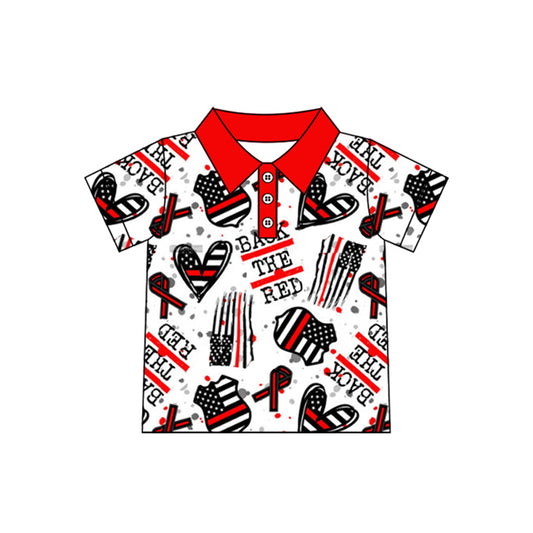 presale BT1112  Red and white heart badge short-sleeved top  2024  11.27