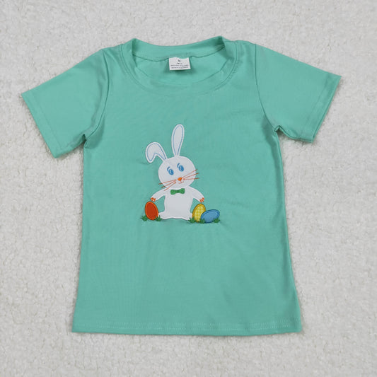 BT1132 Embroidered Easter Bunny Egg Short Sleeve Top