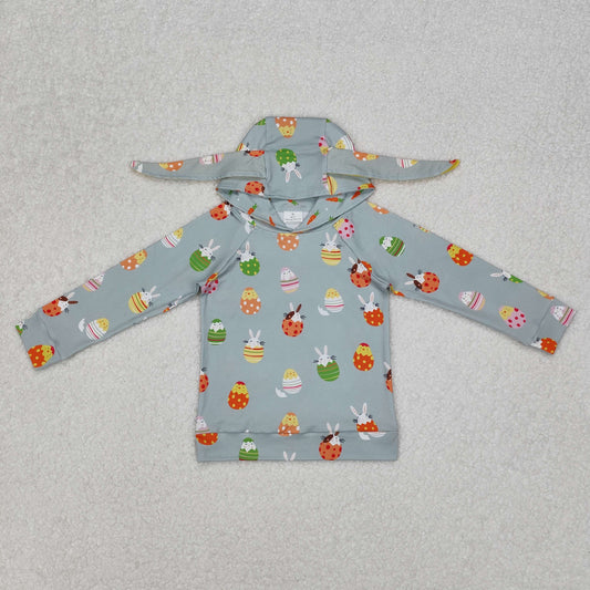 BT1136 Baby Boys Easter Green Rabbits Eggs Long Sleeve Hooded Ears Tops D 3.6