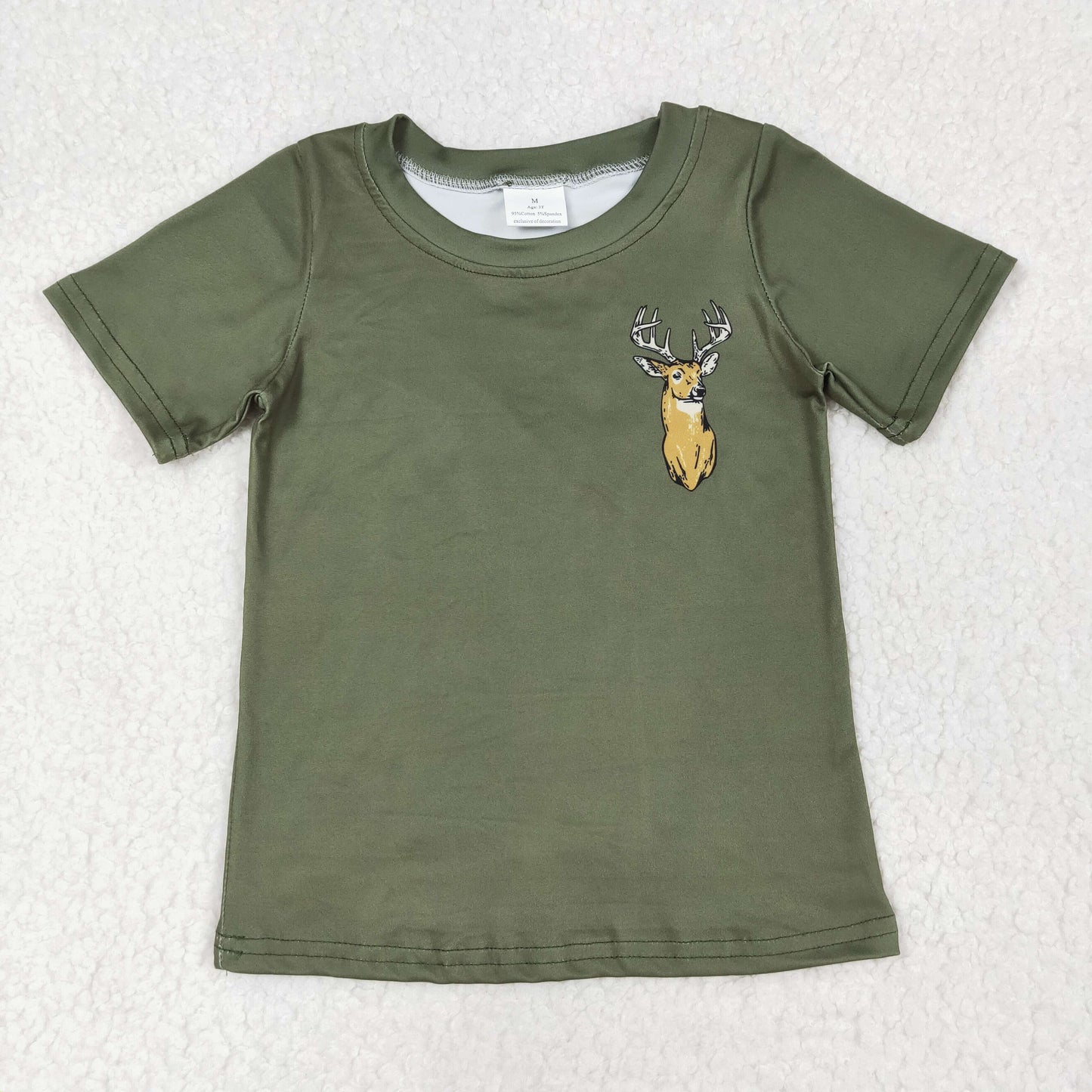 BT1148  Baby Boys Green Deer Camo Short Sleeve Tee Shirts Tops