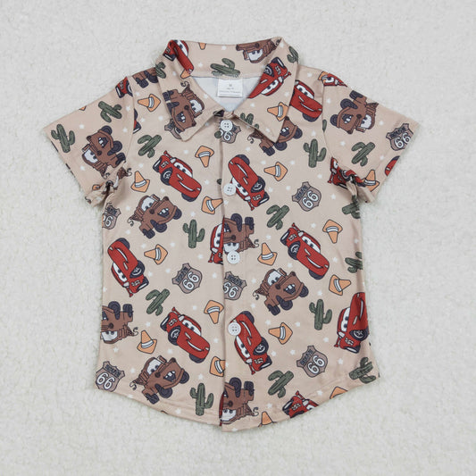 BT1154 Baby Boys Western Cars Cactus Buttons Tee Shirts Tops D 4.24