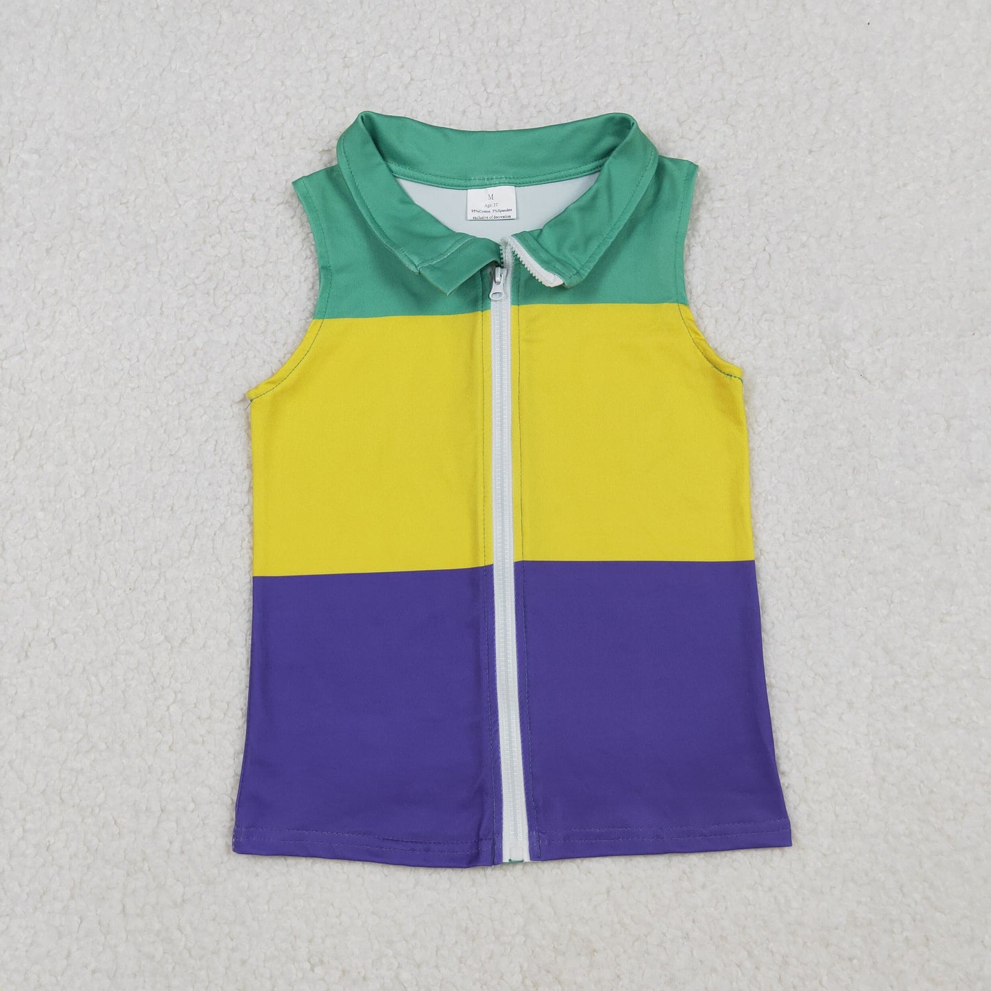BT1157 Baby Boys Sleeveless Mardigras Patchwork Zip Tops Vests D 922