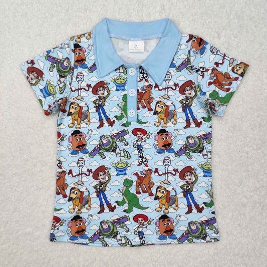BT1158 Baby Boys Toy Dogs Cartoon Short Sleeve Tee Shirts Tops