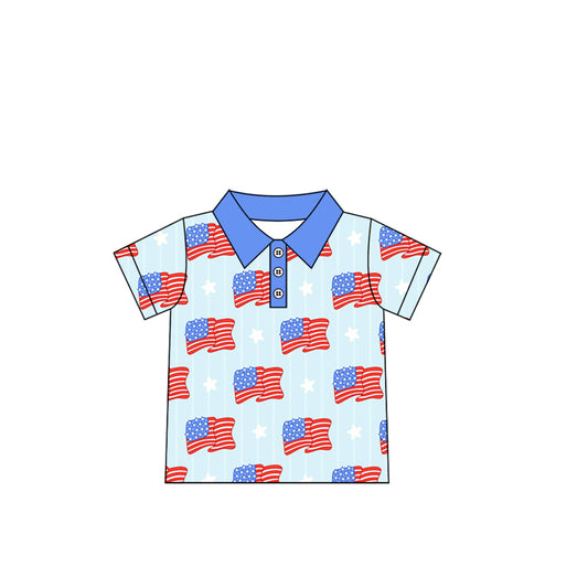 presale BT1161 Baby Boys 4th of July Flags Buttons Pullovers Tee Shirts Tops 2025 1.3