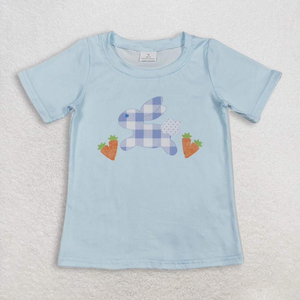 Sibling Baby Girls Short Sleeve T-shirt Easter Themed with Cross Rabbits And Flowers Tops for Spring