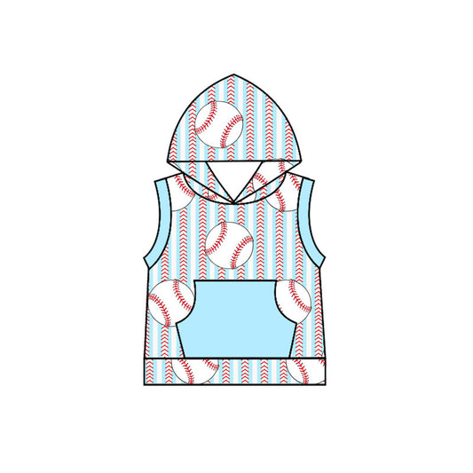 presale BT1181 Baby Boys Baseball Stripes Hooded Pocket Tee Shirts Tops D 2.10