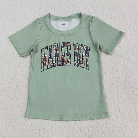 BT1184 Baby Boys Green Mama's Boy Camouflage Short Sleeve Tee Shirts Tops D 5.22