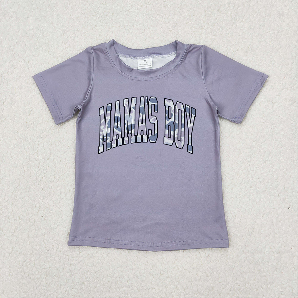 BT1187  Baby Boys Grey Mama's Boy Camouflage Short Sleeve Tee Shirts Tops  D 3.20