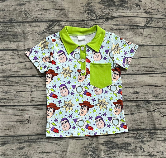 presale BT1195 Green cartoon star pocket short-sleeved top D 4.21