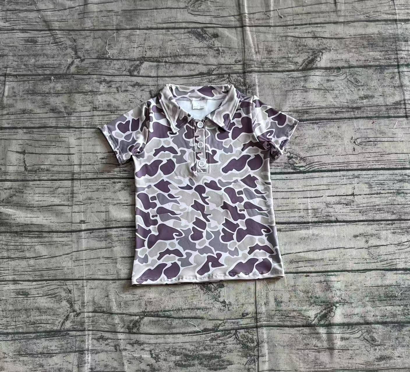 BT1211  Baby Boys Short Sleeves Gray Camo Polo Shirts Top  D 4.7
