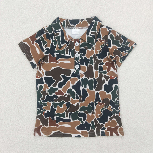 BT1213 Baby Boys Short Sleeves Button Olive Camo Polo Shirts Top D 4.4