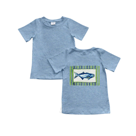 presale BT1243 Baby Boys Gray Short Sleeves Fishes Tee Shirts Top  D 4.24