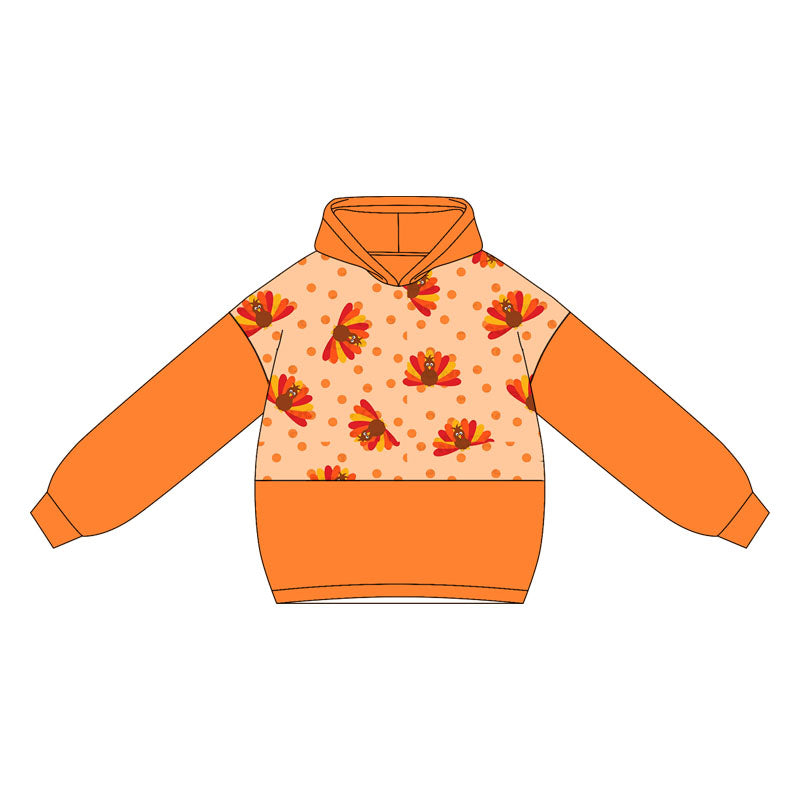 BT1247   Baby Boys Orange Long Sleeves Turkey Hoodies Top D 6.18