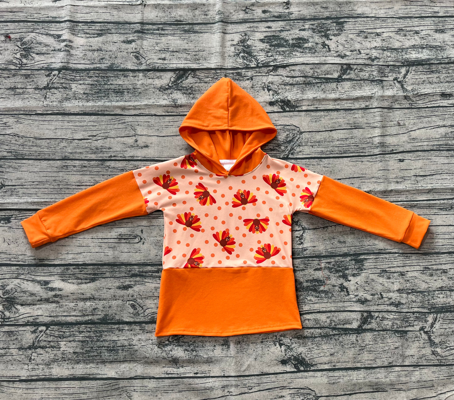 BT1247   Baby Boys Orange Long Sleeves Turkey Hoodies Top D 6.18