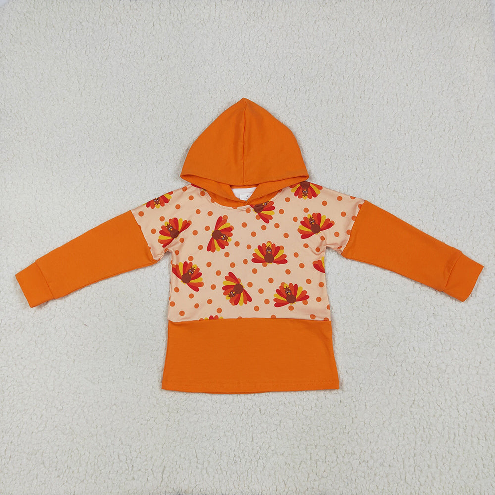 BT1247   Baby Boys Orange Long Sleeves Turkey Hoodies Top D 6.18