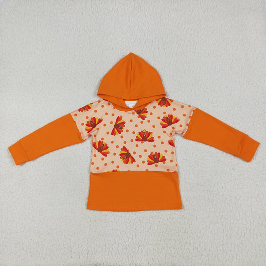 BT1247 Baby Boys Orange Long Sleeves Turkey Hoodies Top D 6.18