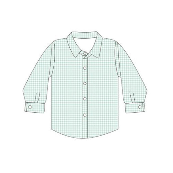presale BT1258 Baby Boys Long Sleeves Light Blue Plaid Button Shirts Top  D 5.29