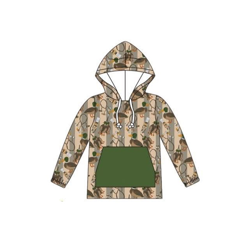 BT1267 Baby Boys Long Sleeves Ducks Stripe Pocket Hoodies Top  D 6.11