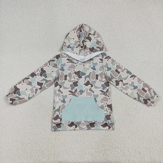 BT1268 Baby Boys Long Sleeves Gray Camo Pocket Hoodies Top D 6.11