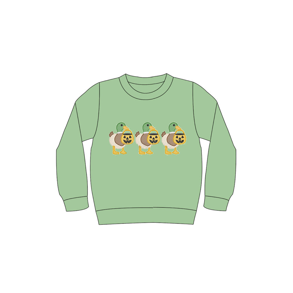 BT1278  Baby Boys Green Long Sleeves Ghost Pumpkins Ducks Tee Shirts Top D 8.12