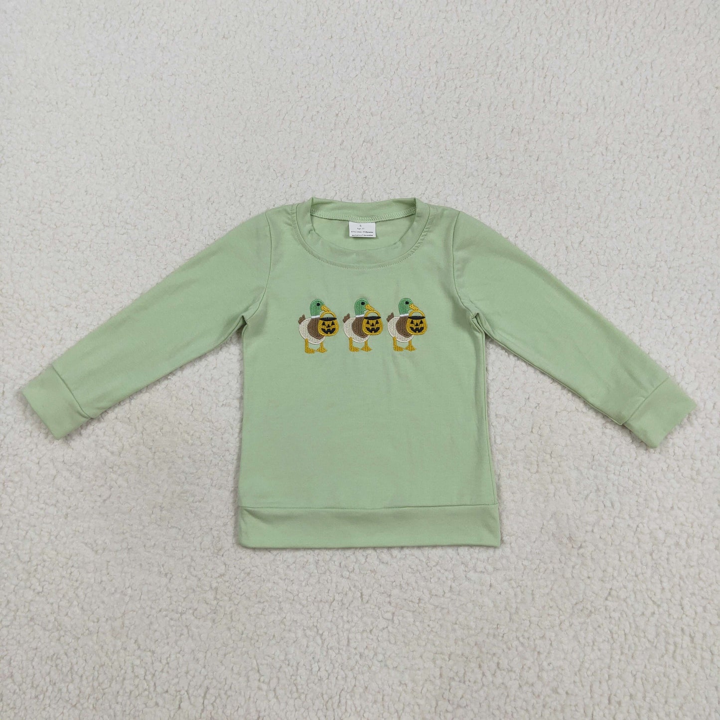 BT1278  Baby Boys Green Long Sleeves Ghost Pumpkins Ducks Tee Shirts Top D 8.12