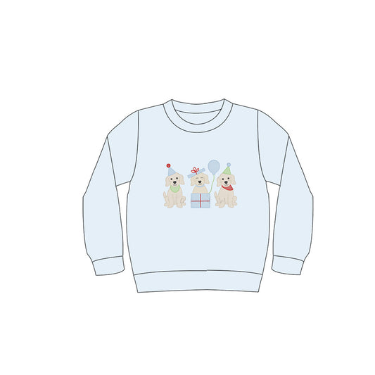 presale BT1280 Baby Boys Blue Long Sleeves Dogs Happy Birthday Tee Shirts Top D 6.30