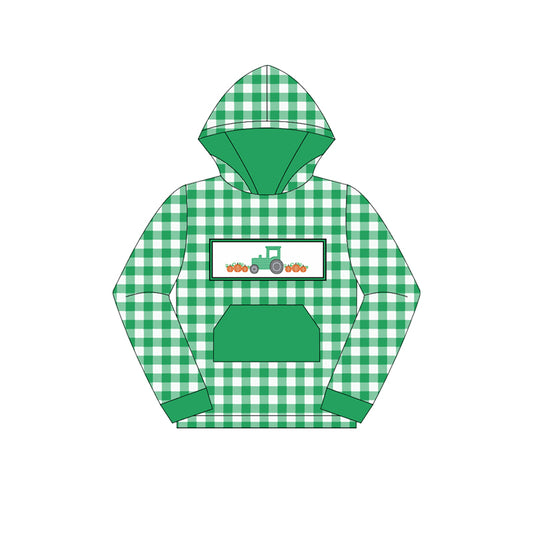 presale BT1284  Baby Boys Polka Dots Long Sleeves Truck Pumpkins Pocket Hoodies Top D 7.3