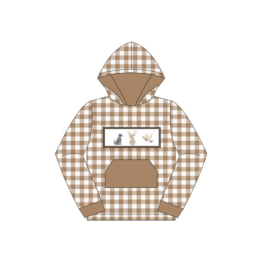 presale BT1285 Baby Boys Polka Dots Long Sleeves Dogs Deer Pocket Hoodies Top D 7.3