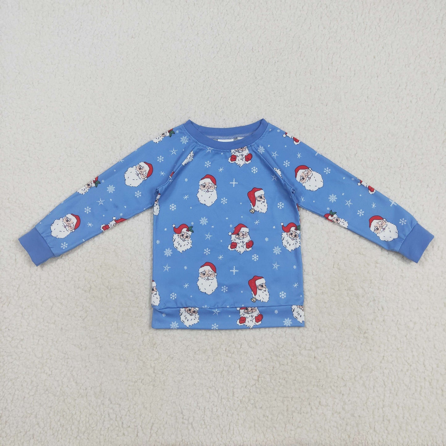 BT1289  Baby Boys Blue Long Sleeves Santa Snowflake Shirts Top  D 821