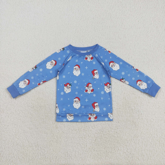 BT1289  Baby Boys Blue Long Sleeves Santa Snowflake Shirts Top  D 821
