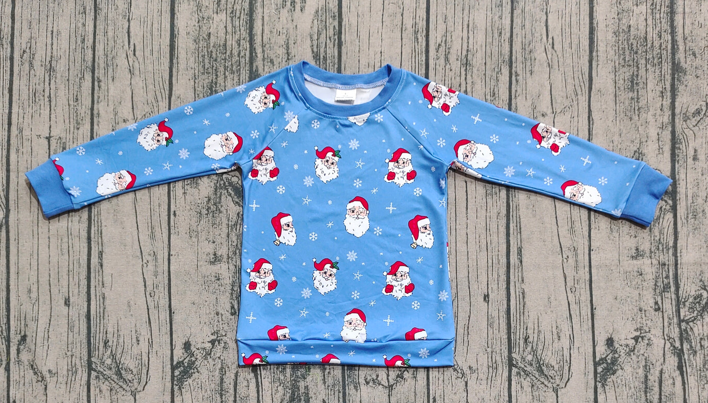 BT1289  Baby Boys Blue Long Sleeves Santa Snowflake Shirts Top  D 821