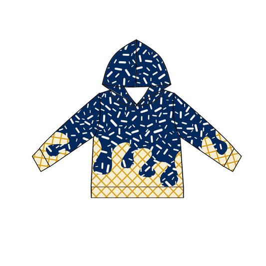 presale  BT1290 Baby Boys Hot Blue Long Sleeves Drip Team Hoodies Top  D 7.5