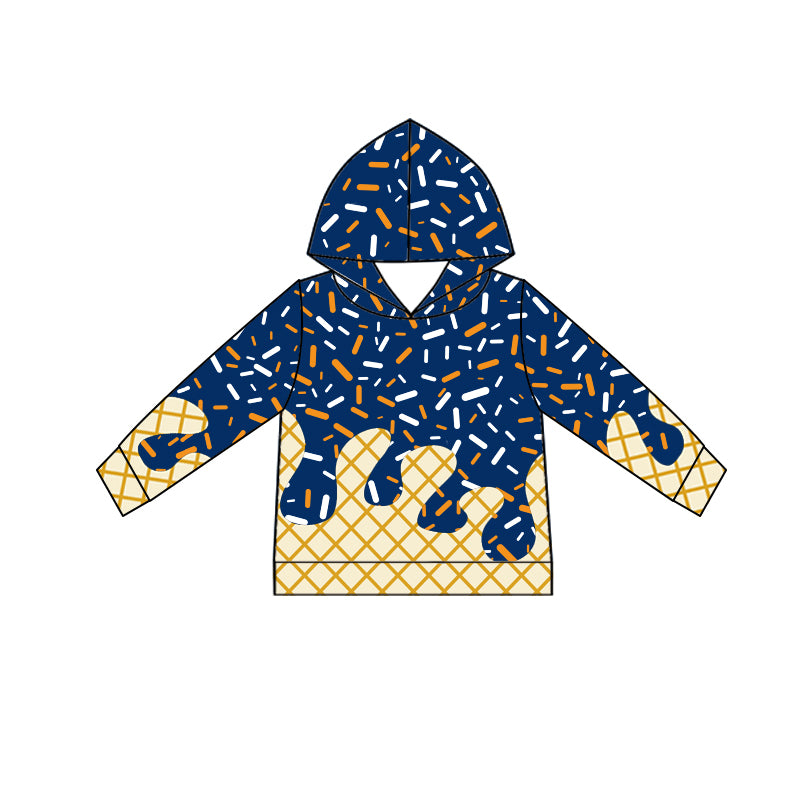 presale  BT1291  Baby Boys Blue Orange Long Sleeves Drip Team Hoodies Top D 7.5