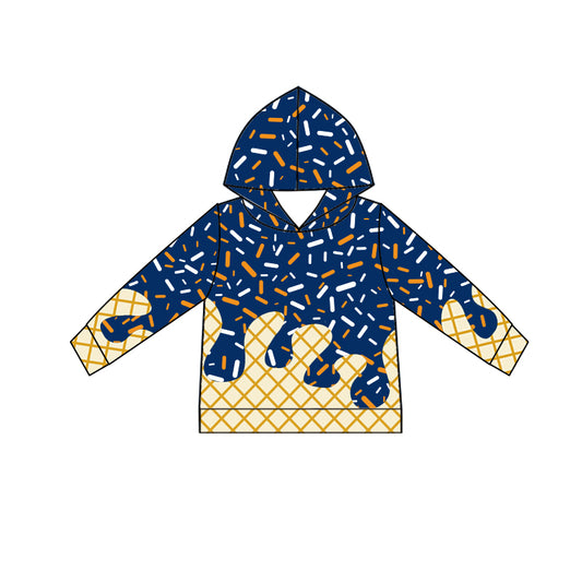 presale  BT1291  Baby Boys Blue Orange Long Sleeves Drip Team Hoodies Top D 7.5