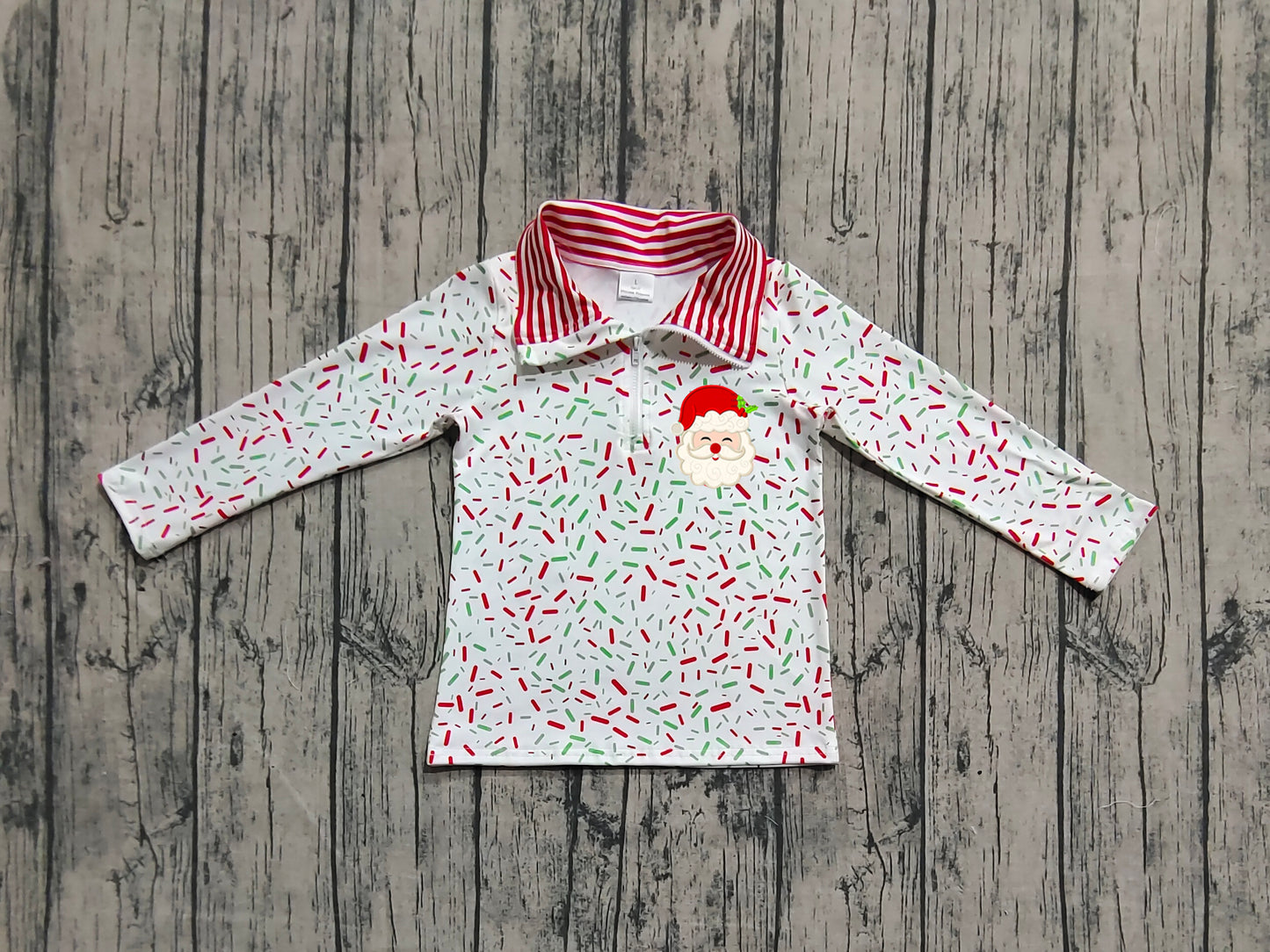 BT1294 Baby Girls Long Sleeves Team Santa Zipper Pullovers Top D 828