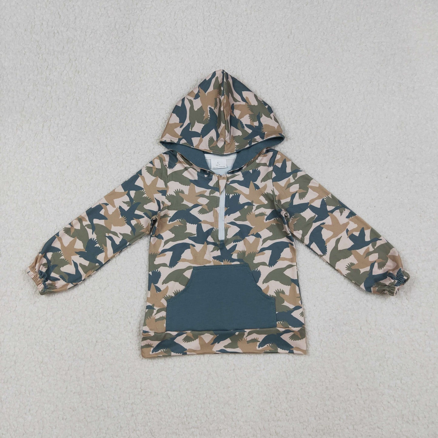 BT1301  Baby Boys Gray Duck Camo Long Sleeves Pocket Zipper Western Hoodies D 925