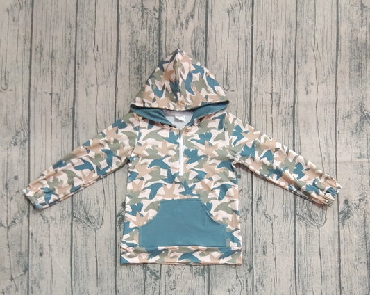 presale BT1301  Baby Boys Gray Duck Camo Long Sleeves Pocket Zipper Western Hoodies D 822