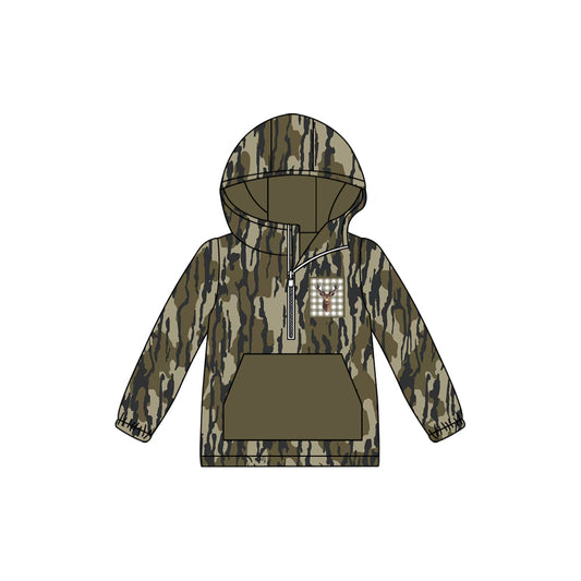 presale  BT1303 Baby Boys Bottomland Camo Long Sleeves Deer Pocket Zipper Western Hoodies  D 7.21